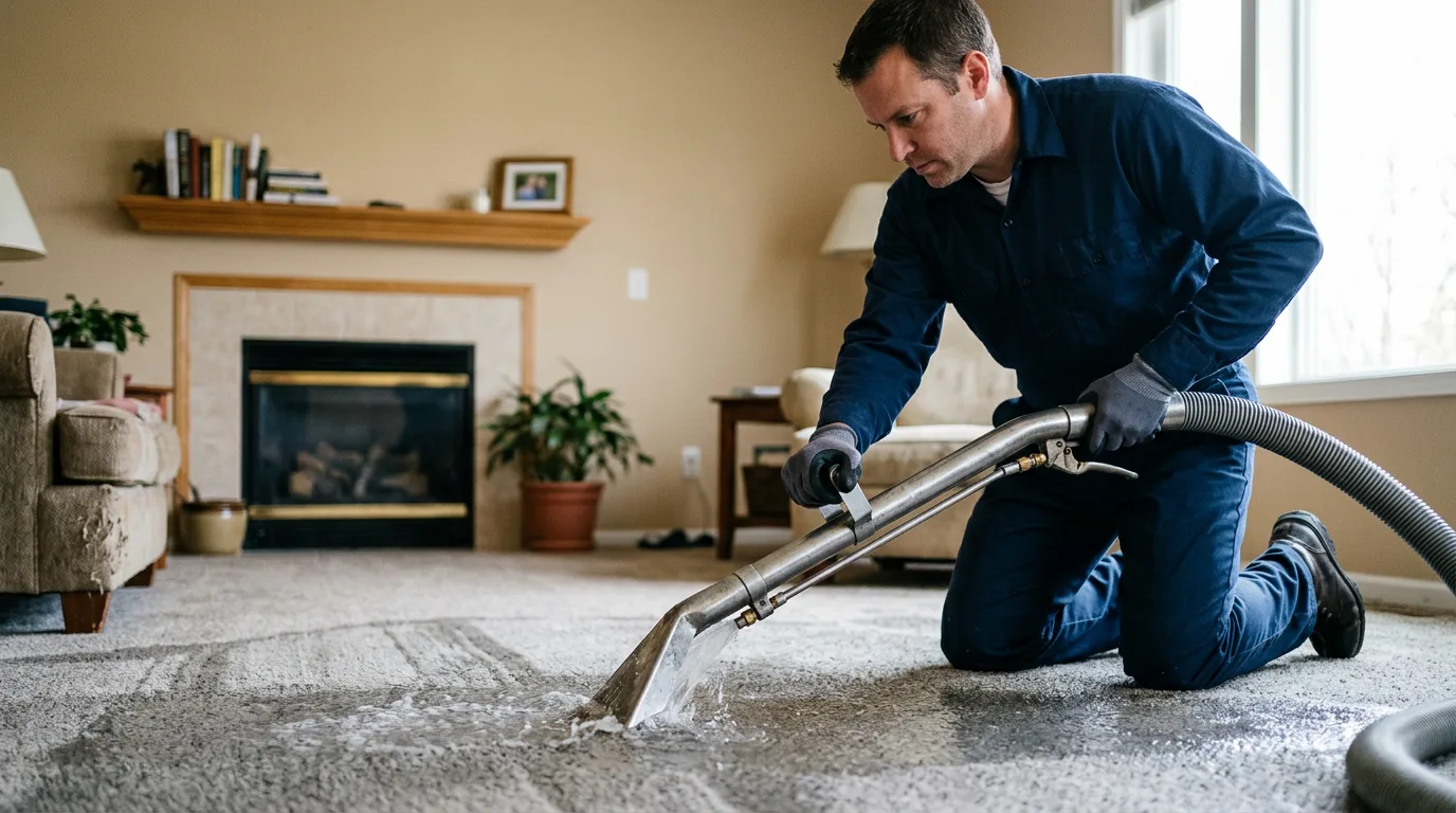 Water damage restoration technician working near Brooklyn, CT